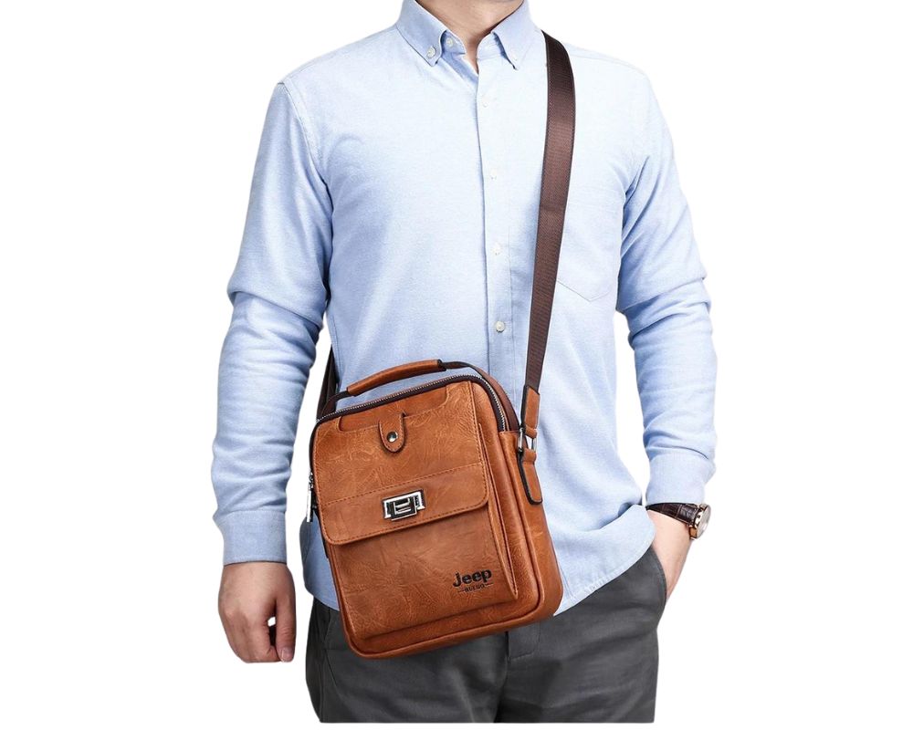 Bolsa de Ombro em Couro PU Masculina-Loja Melanio
