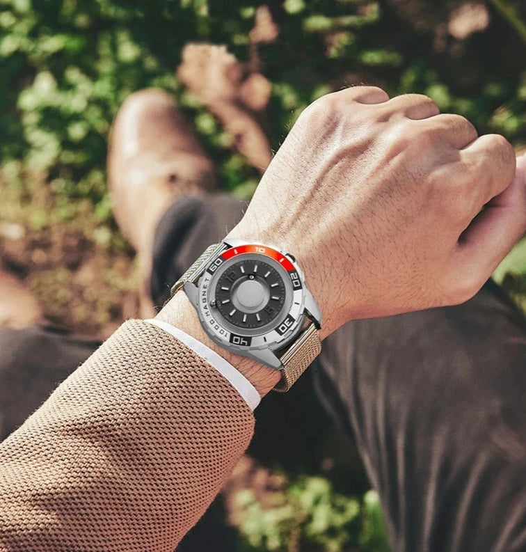 Relógio Masculino de Quartzo em Metal Magnético