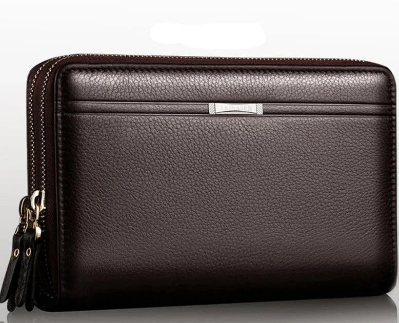 Carteira de Couro Masculina com Zíper Marrom- Loja Melanio