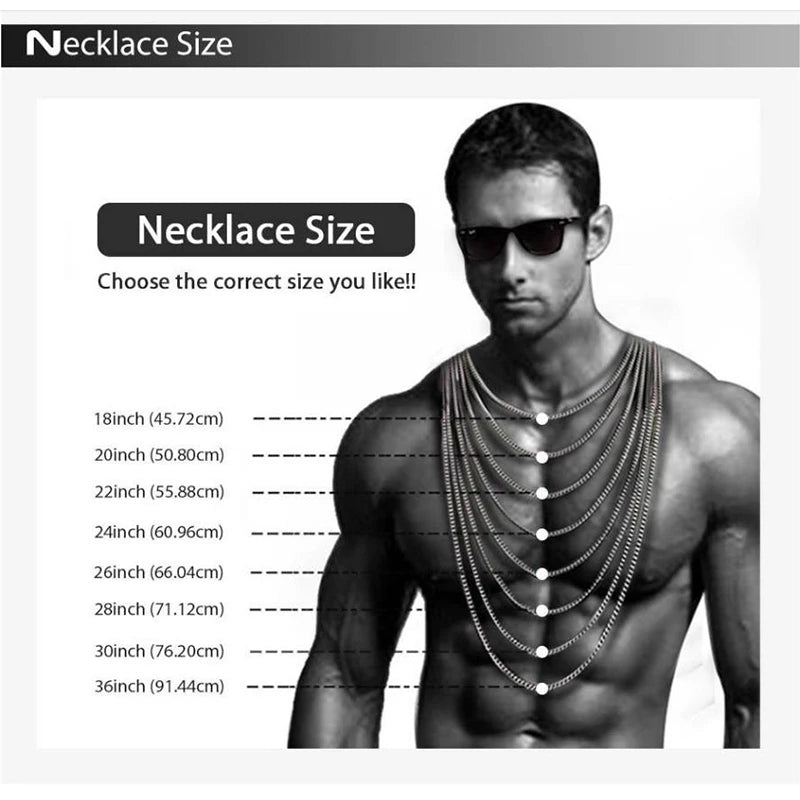 Corrente Masculina Cubana de Aço Inoxidável 3mm/6mm