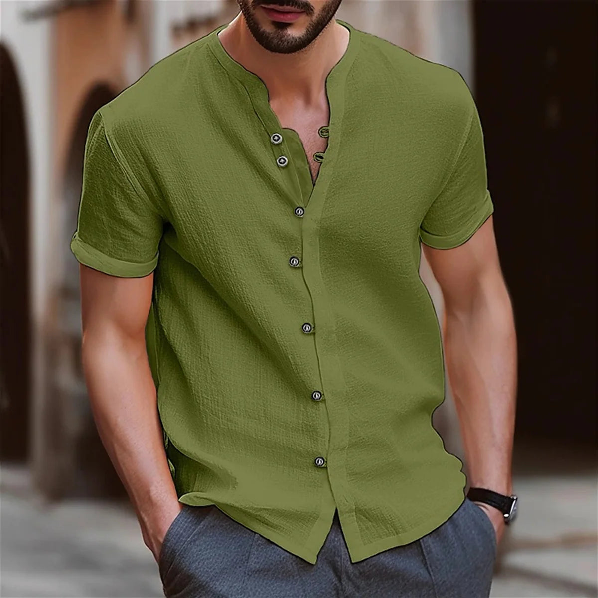 Camisa Casual Algodão Masculina