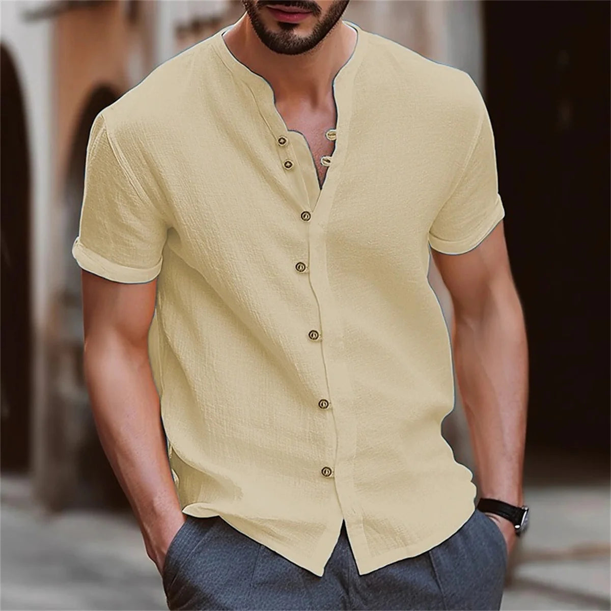 Camisa Casual Algodão Masculina