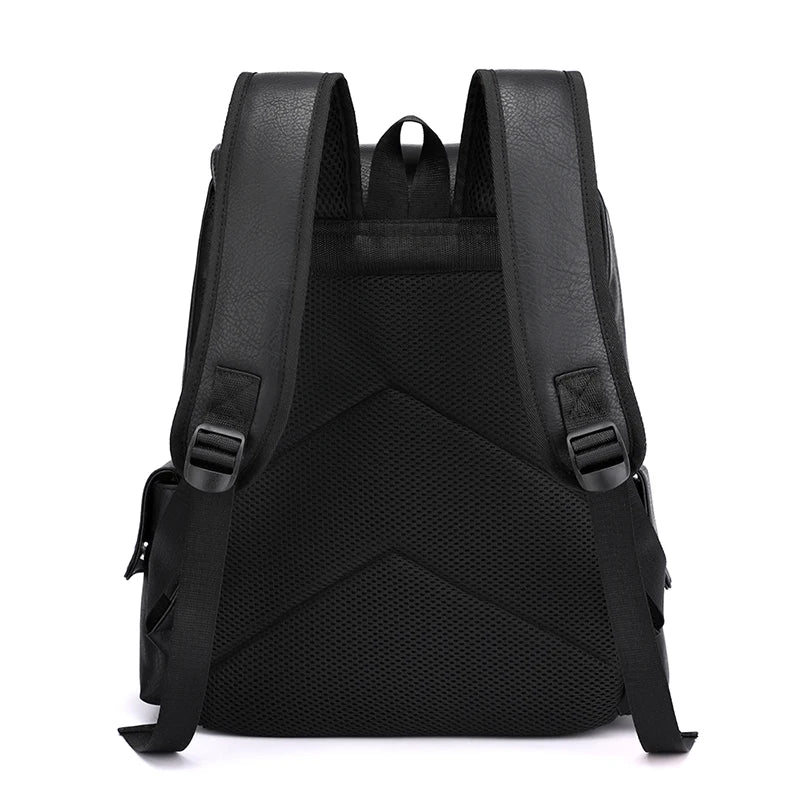 Mochila de Couro Masculina Grande Preto- Melanio