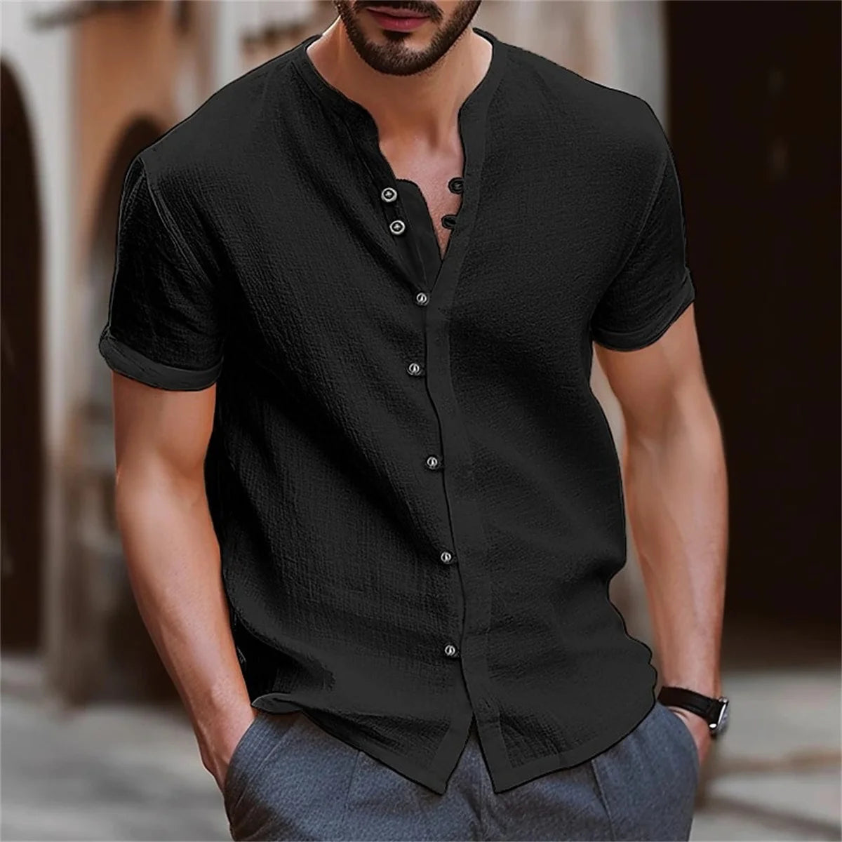 Camisa Casual Algodão Masculina