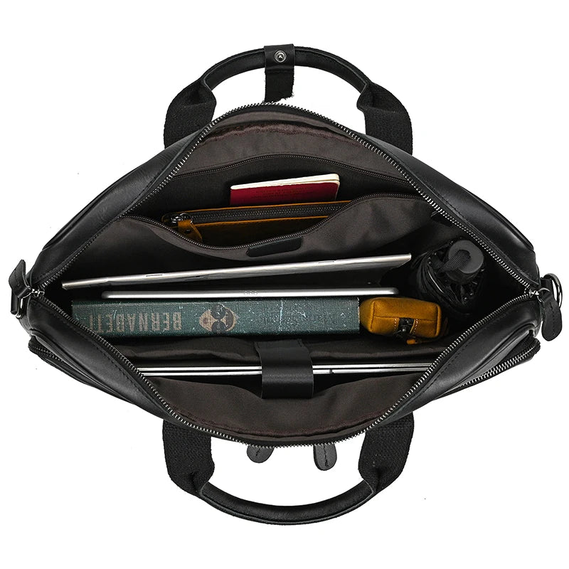 Maleta de Couro Genuíno Vintage para Documentos 15.6