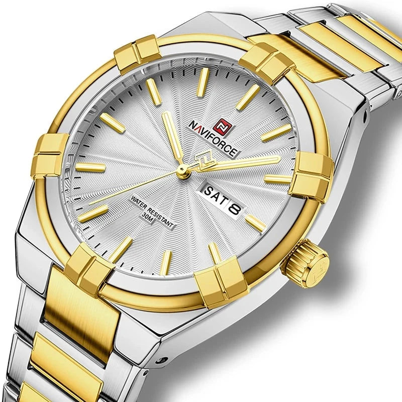 Relógio Masculino Naviforce Aço Inoxidável com Calendário