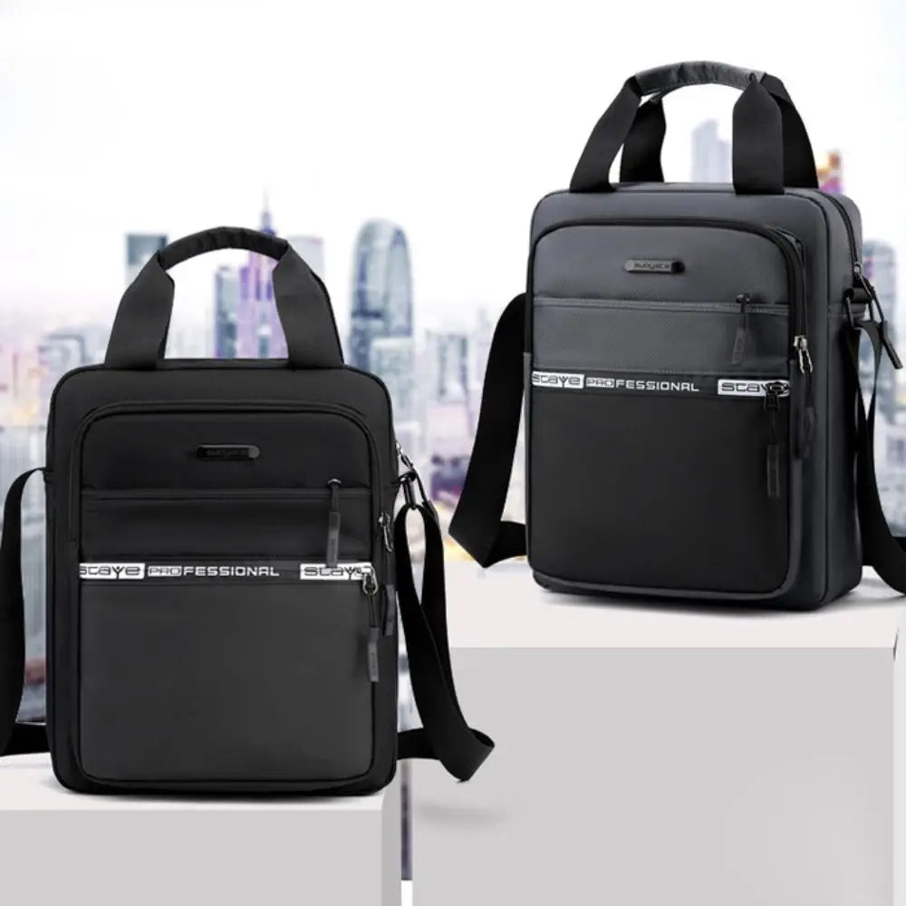 Bolsa de ombro de negócios masculina, grande capacidade, pano Oxford, impermeável, multifuncional, casual, monocromática, alta qualidade, moda