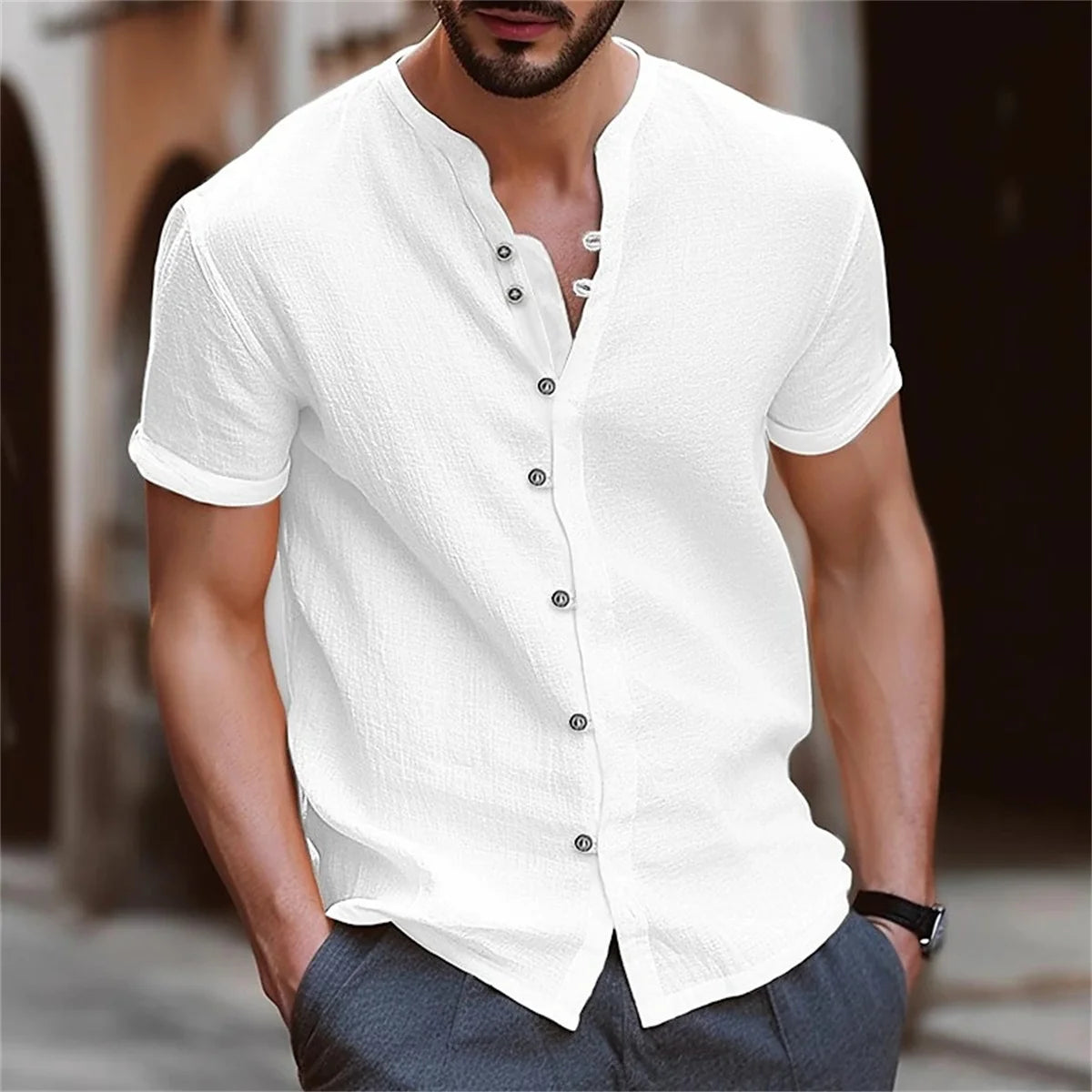 Camisa Casual Algodão Masculina