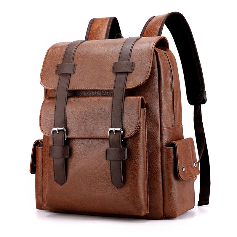 Mochila de Couro Masculina Grande Marrom- Melanio