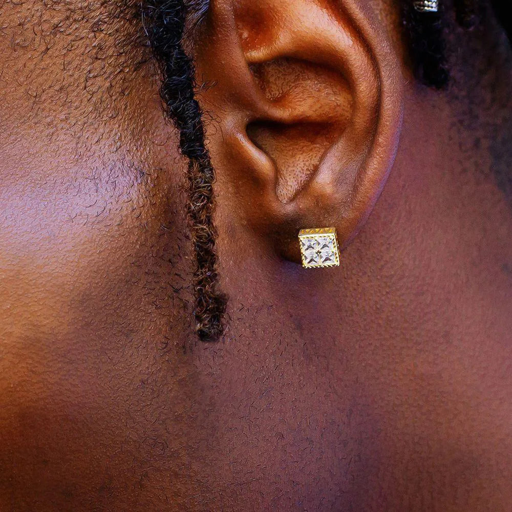 Hip hop quadrado strass brincos para homens mulheres geométrica luxo brilhante micropavé zircão cor do falso pedra orelha studs jóias