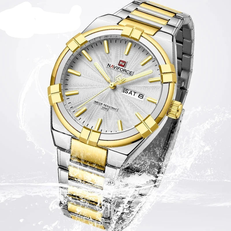 Relógio Masculino Naviforce Aço Inoxidável com Calendário