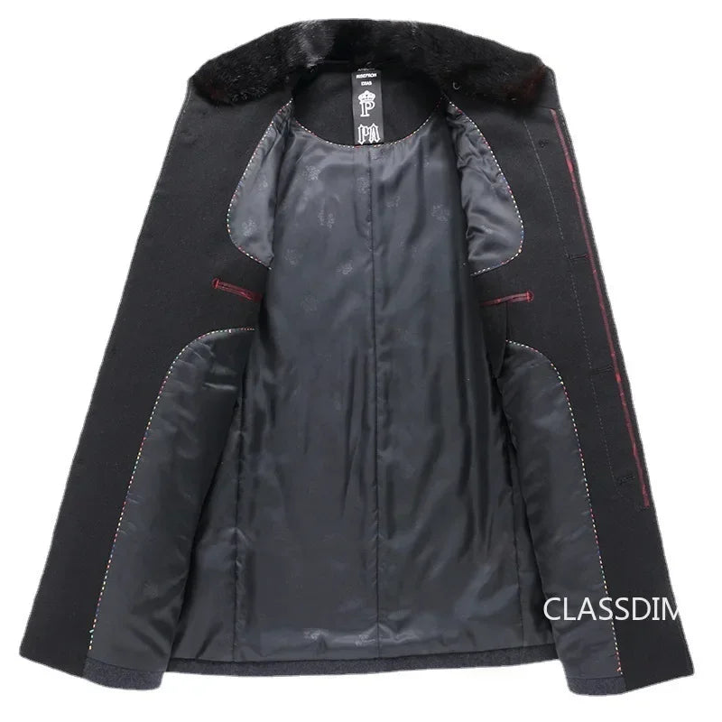 Casaco Masculino Cashmere com Gola de Pele - Elegância e Conforto