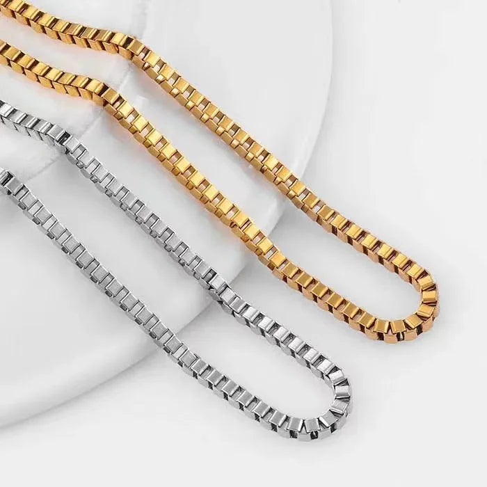2mm masculino hip hop aço inoxidável corrente básica colar caixa simples corrente street wear jóias acessórios de moda feminina