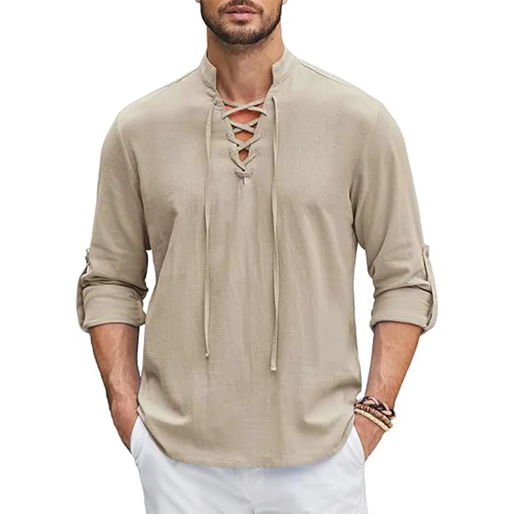 Camisa Masculina Pirata Cáqui- Melanio