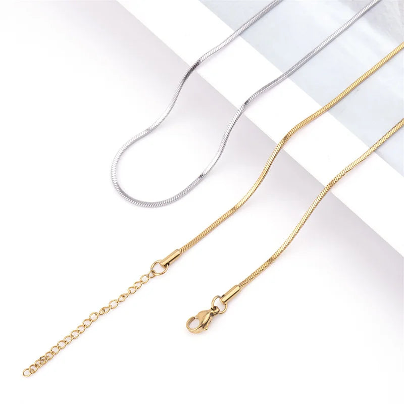 1.2mm cor de ouro colar de aço inoxidável para homens hip hop titânio aço quadrado cobra corrente colar jóias acessórios