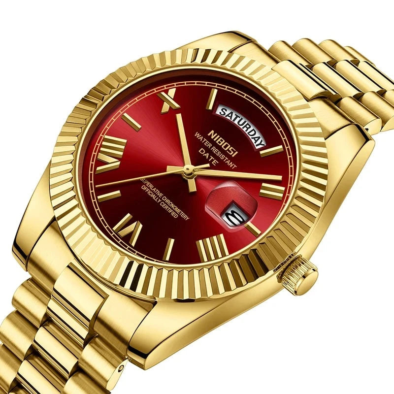 Relógio Masculino Quartzo Ouro vermelho- Melanio