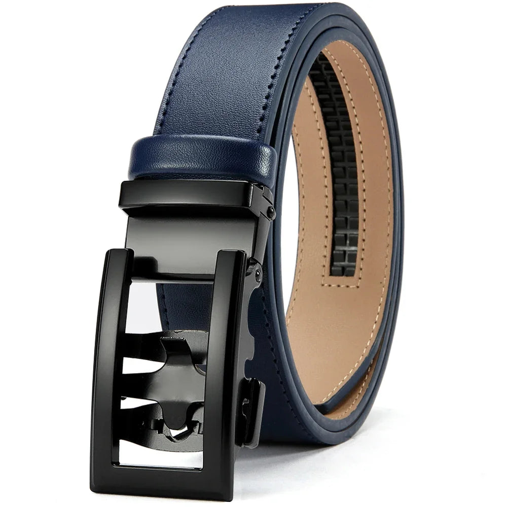 Cinto Masculino de Couro com Fivela Automática de Luxo