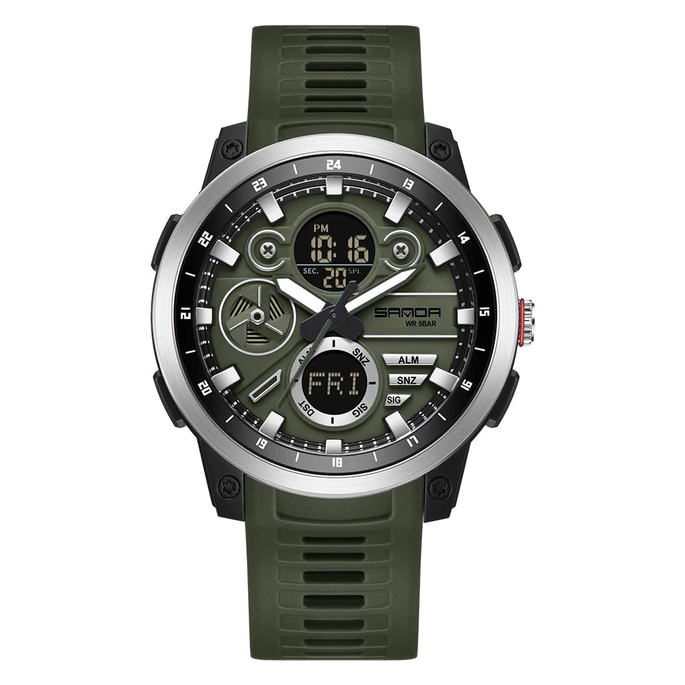 Relógio Masculino SANDA Esportivo Dual Display à Prova D'Água
