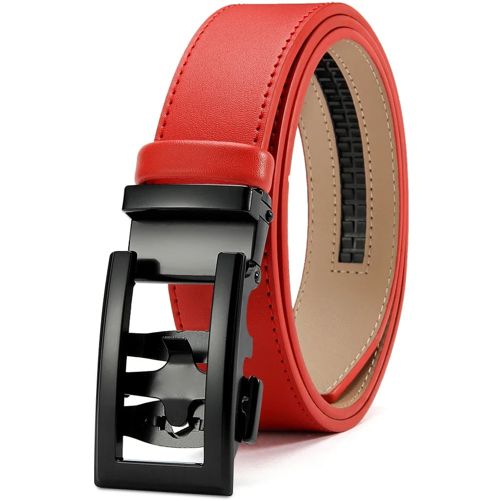 Cinto Masculino de Couro com Fivela Automática de Luxo