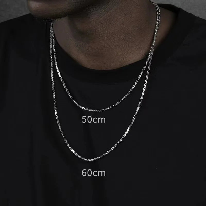 2mm masculino hip hop aço inoxidável corrente básica colar caixa simples corrente street wear jóias acessórios de moda feminina