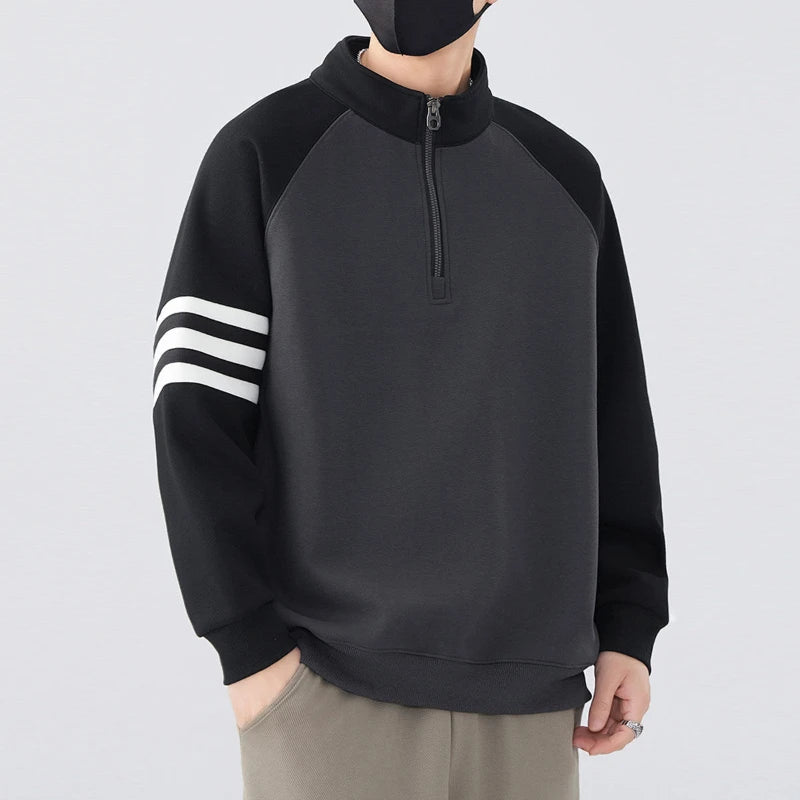 Moletom Masculino com Zíper e Estilo Contrastante
