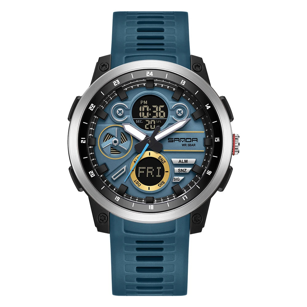 Relógio Masculino SANDA Esportivo Dual Display à Prova D'Água