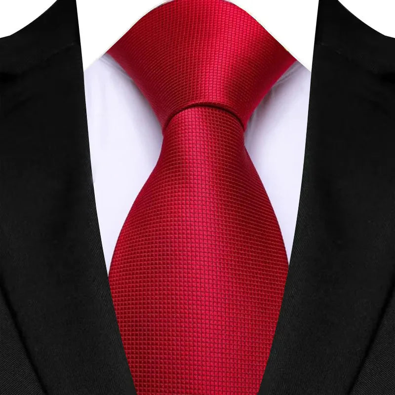 Gravata masculina luxuosa de 8cm, cor vermelha, listras sólidas, paisley, para homens, noivo, jacquard, tecido, gravata de pescoço para negócios, festa de casamento