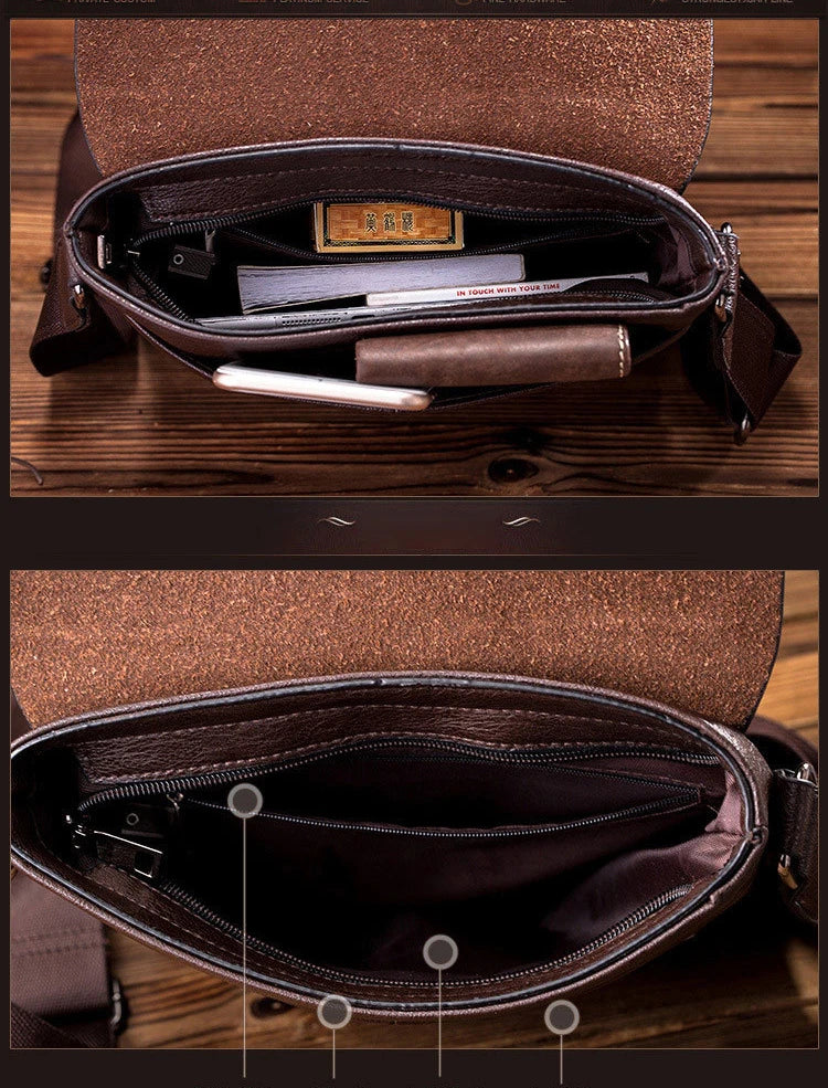 Bolsa de Ombro Masculina Couro Marrom- Loja Melanio