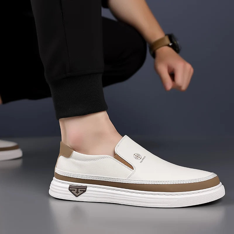 Mocassins Masculinos de Couro Respiráveis e Confortáveis