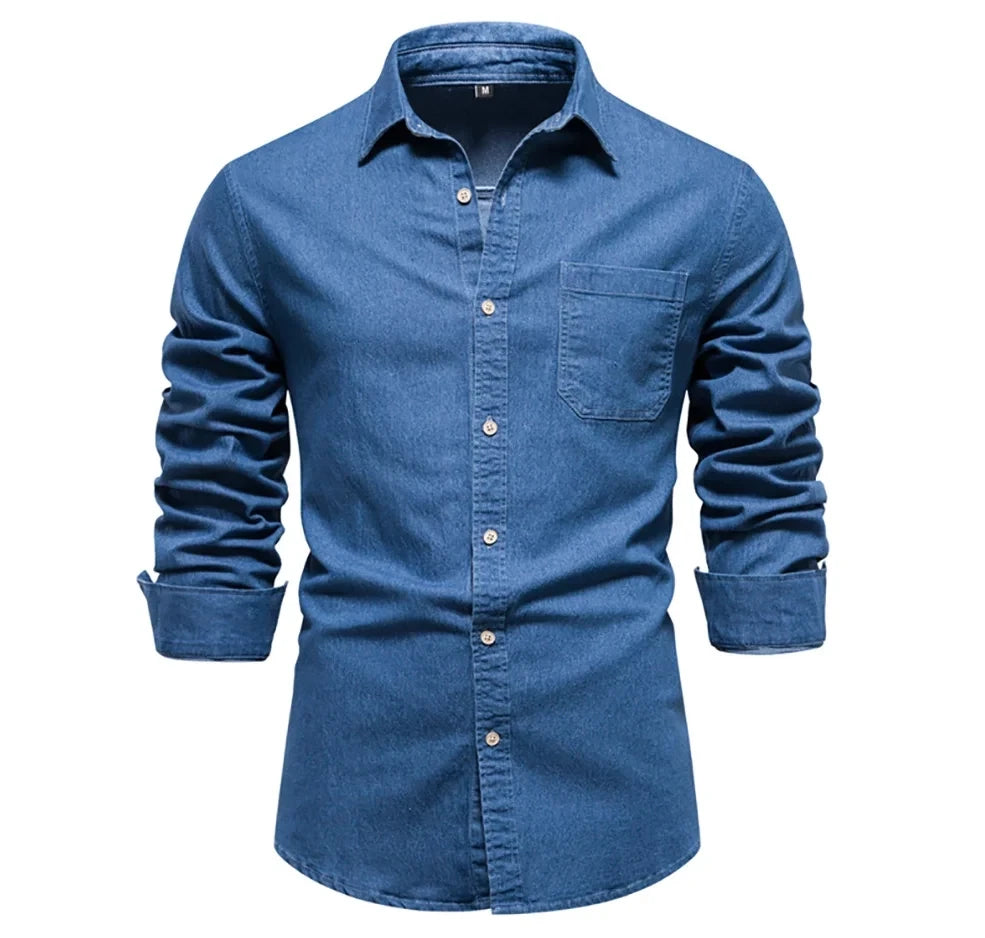 Camisa Jeans Masculina Médio Azul- Melanio