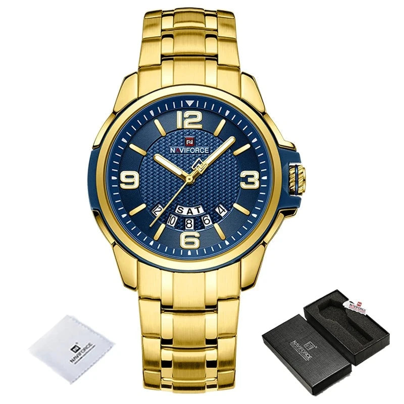 Relógio de Quartzo Masculino Dourado-Melanio