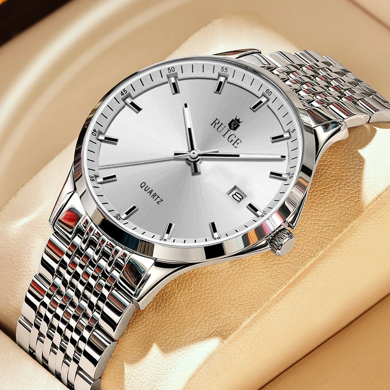 Relógio Masculino Ruige Quartzo Aço Inoxidável Elegante