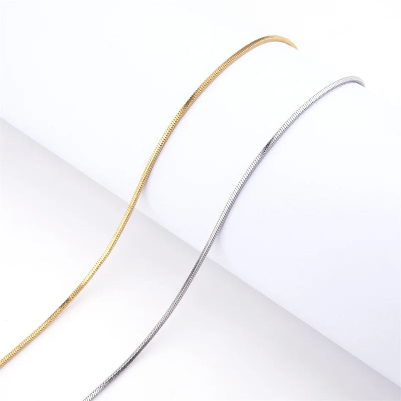 1.2mm cor de ouro colar de aço inoxidável para homens hip hop titânio aço quadrado cobra corrente colar jóias acessórios