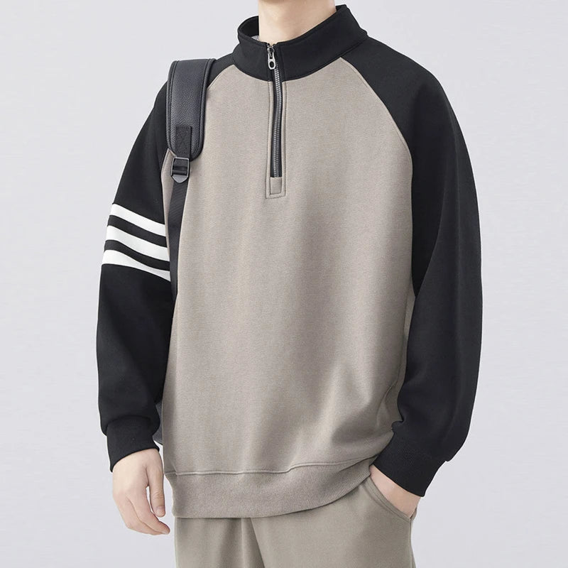 Moletom Masculino com Zíper e Estilo Contrastante