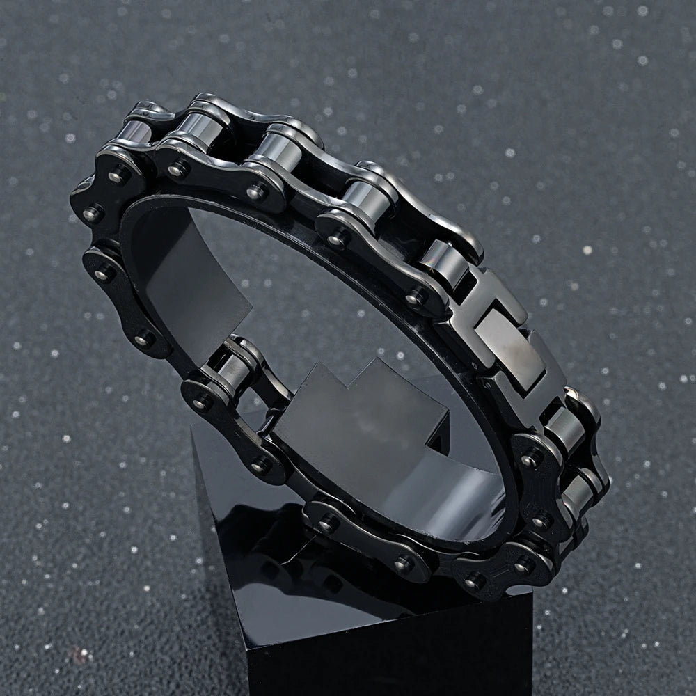 Pulseira MKENDN Punk Rock Corrente de Bicicleta 18k Ouro