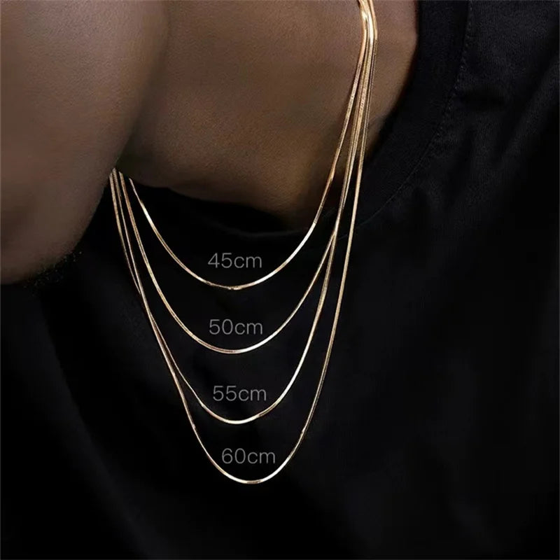 1.2mm cor de ouro colar de aço inoxidável para homens hip hop titânio aço quadrado cobra corrente colar jóias acessórios