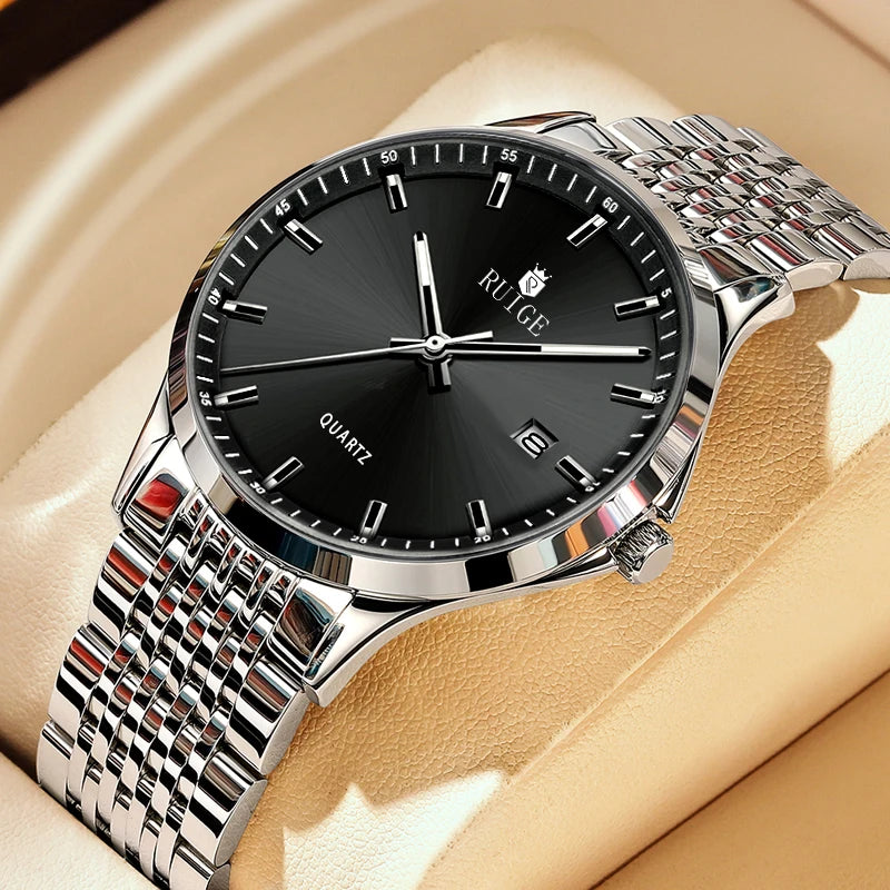 Relógio Masculino Ruige Quartzo Aço Inoxidável Elegante