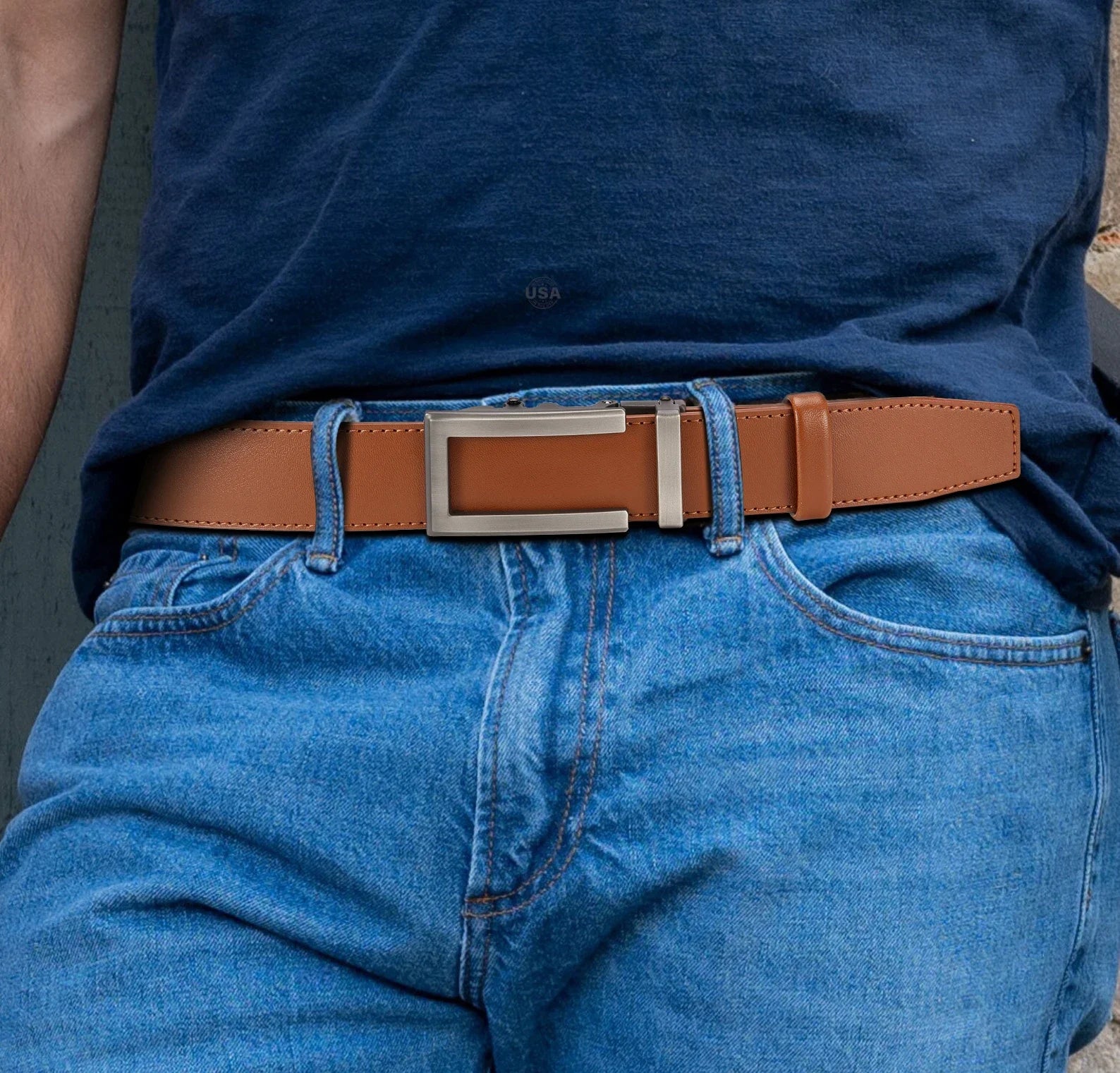 Cinto Masculino de Couro com Fivela Automática de Luxo