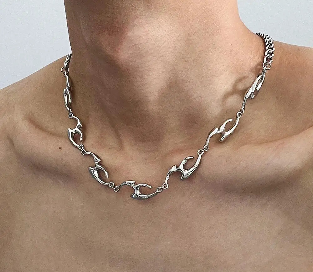 Colar Irregular de Aço Titânio Unissex - Luxo e Estilo