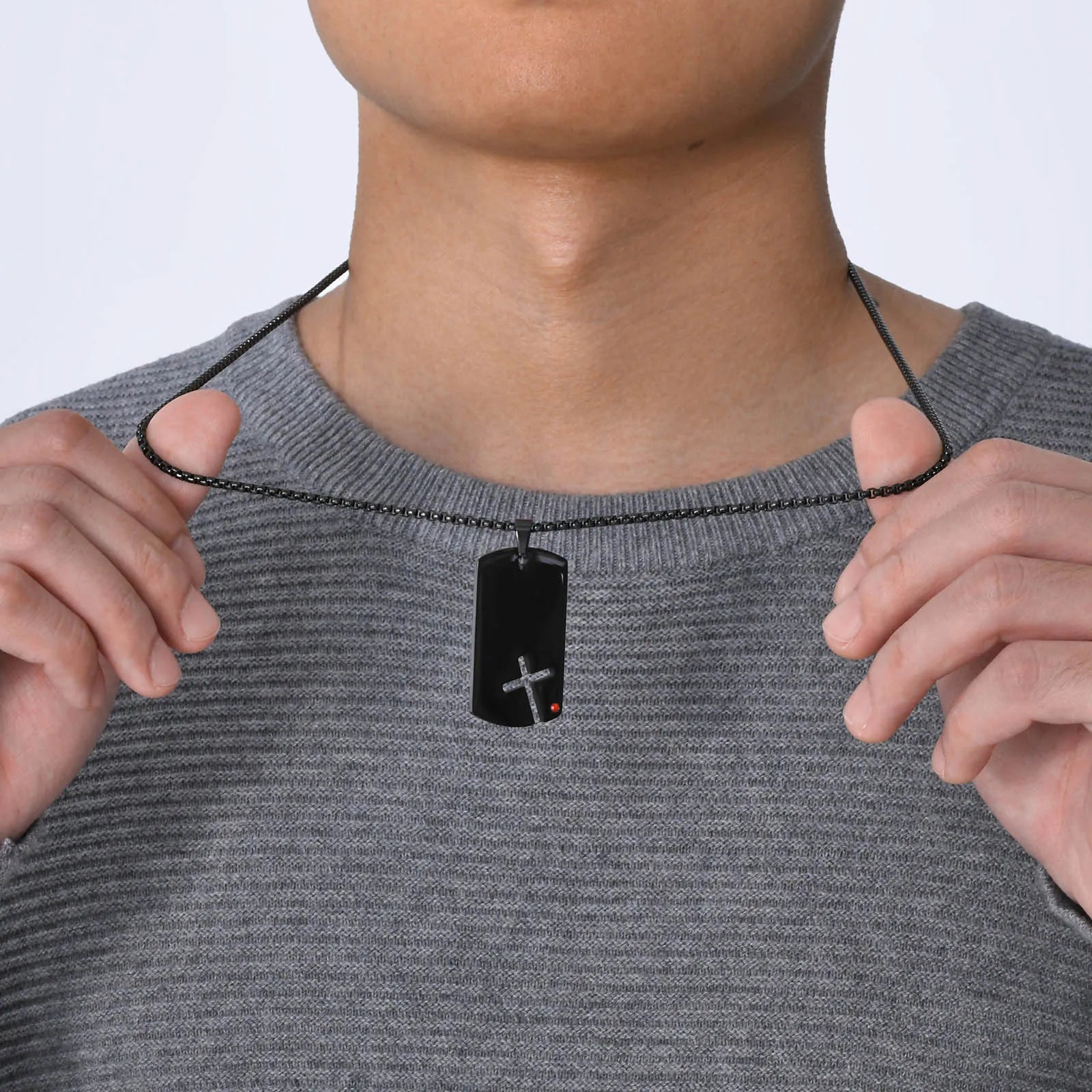 Colar Cruz Masculino aço Inoxidável-Loja Melanio