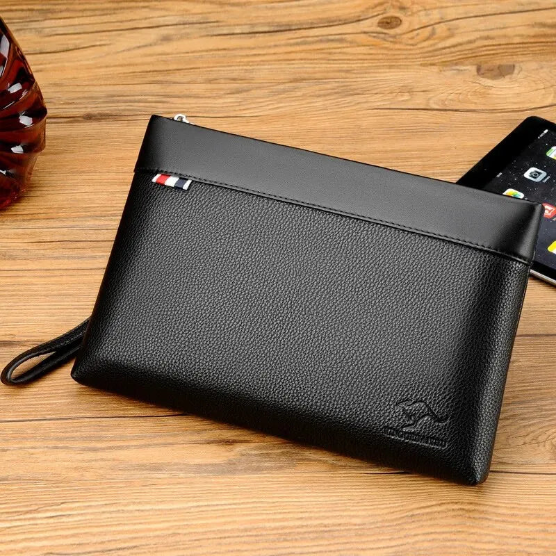 Carteira de Couro Masculina de Luxo com Grande Capacidade