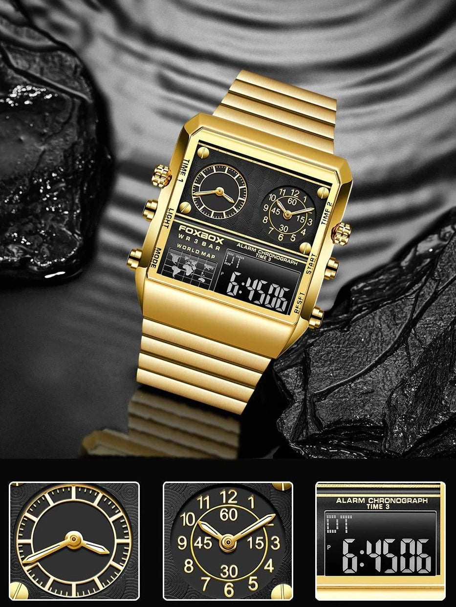 Relógio Masculino Quadrado Ouro - Melanio