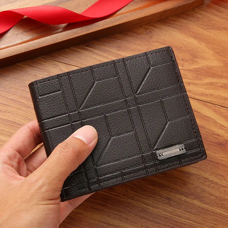 Carteira Masculina Minimalista de Couro PU Vintage