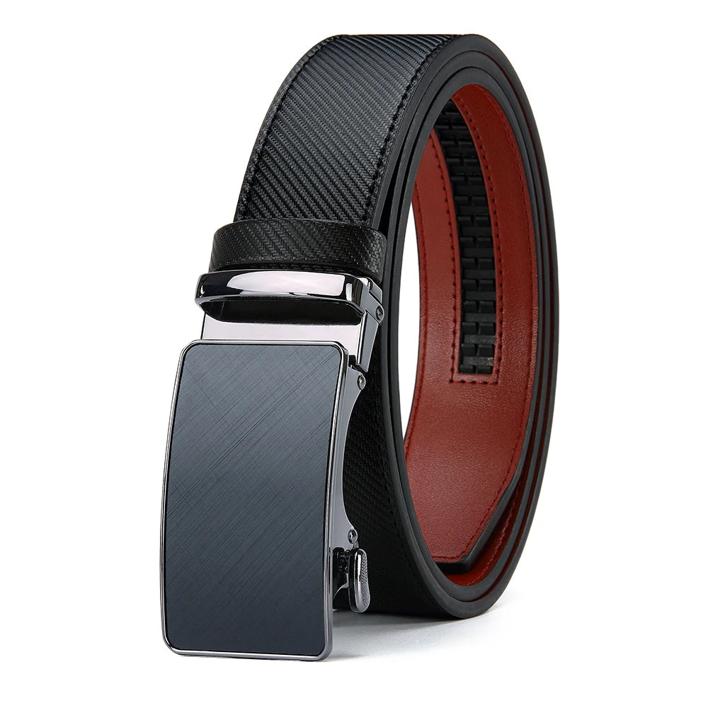 Cinto de Couro Masculino com Fivela Automática de Luxo