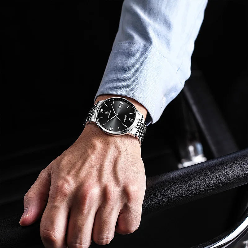 Relógio Masculino POEDAGAR Luxo Esportivo em Aço Inoxidável