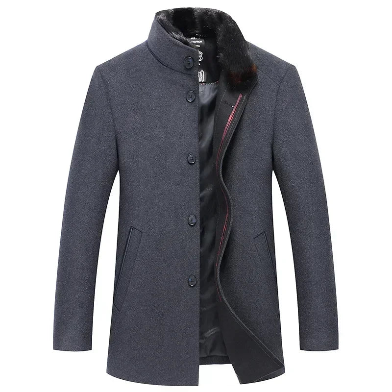 Casaco Masculino Cashmere com Gola de Pele - Elegância e Conforto