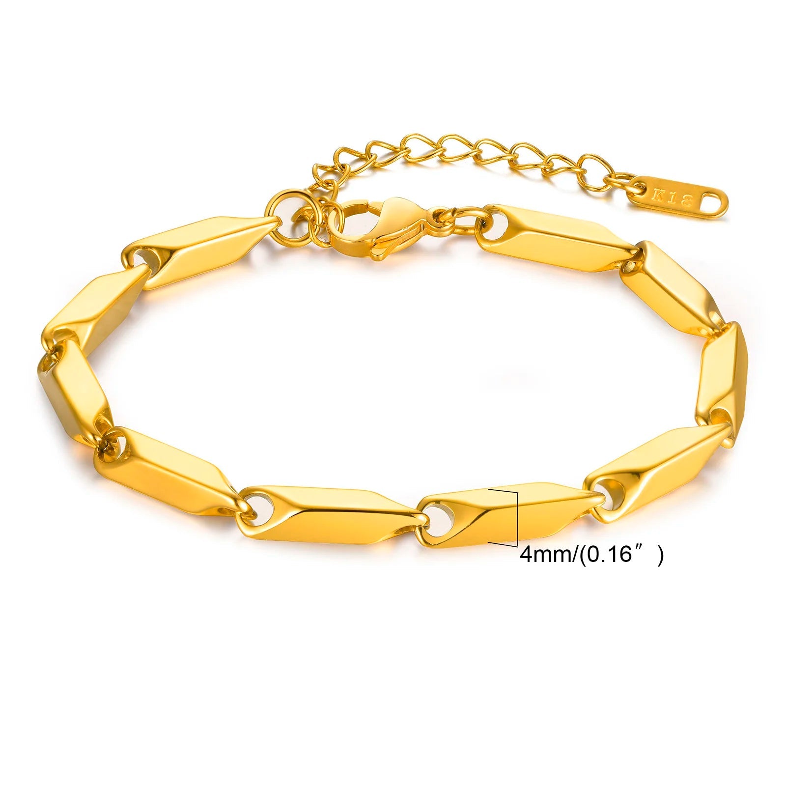 Pulseira Masculina de Aço Inoxidável Banhada a Ouro