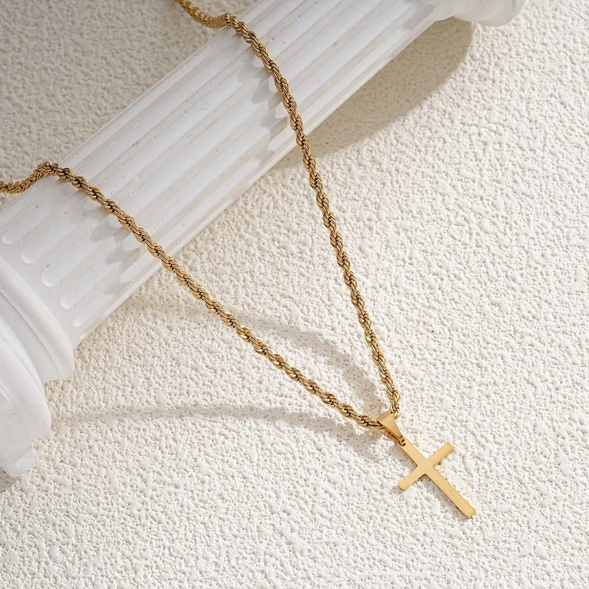 Novo aço inoxidável cruz pingente colar para homens mulheres minimalista cor de ouro jóias masculino feminino colares gargantilhas presentes 2024