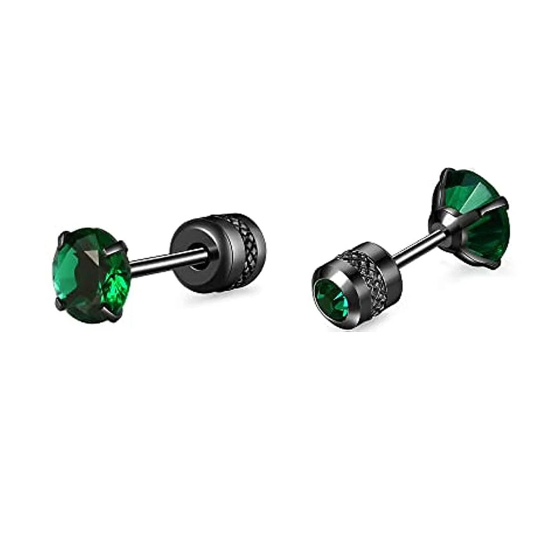 Brincos Masculinos de Aço Inoxidável com Zircão - Conjunto Hipoalergênico