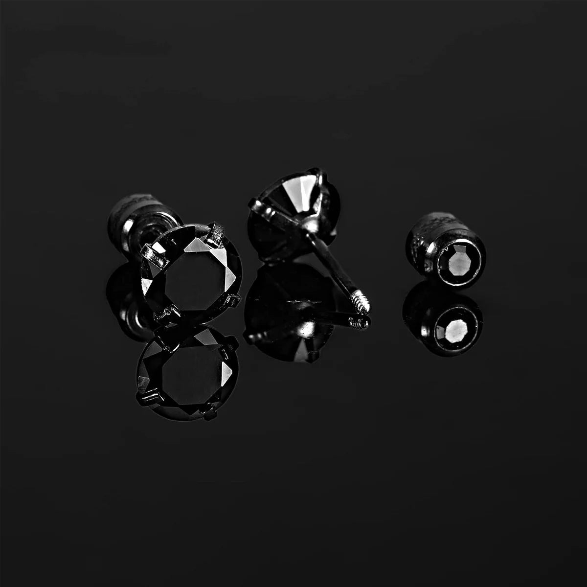 Brincos Masculinos de Aço Inoxidável com Zircão - Conjunto Hipoalergênico